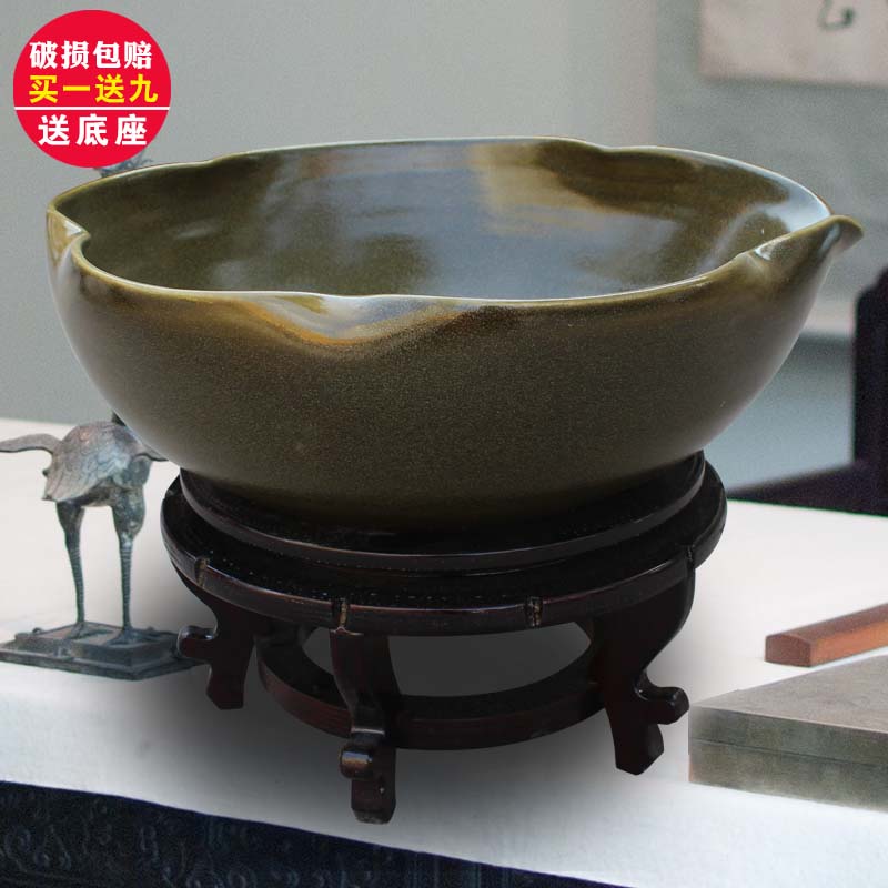 景德镇陶瓷鱼缸大号养金鱼缸睡莲盆荷花缸碗莲缸风水乌龟缸盆客厅