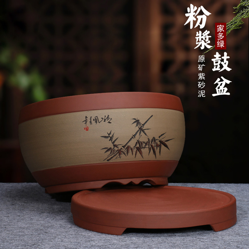 盆景盆圆形特大号紫砂盆 蝴蝶兰 绿萝组合多肉大拼盘特价花盆包邮