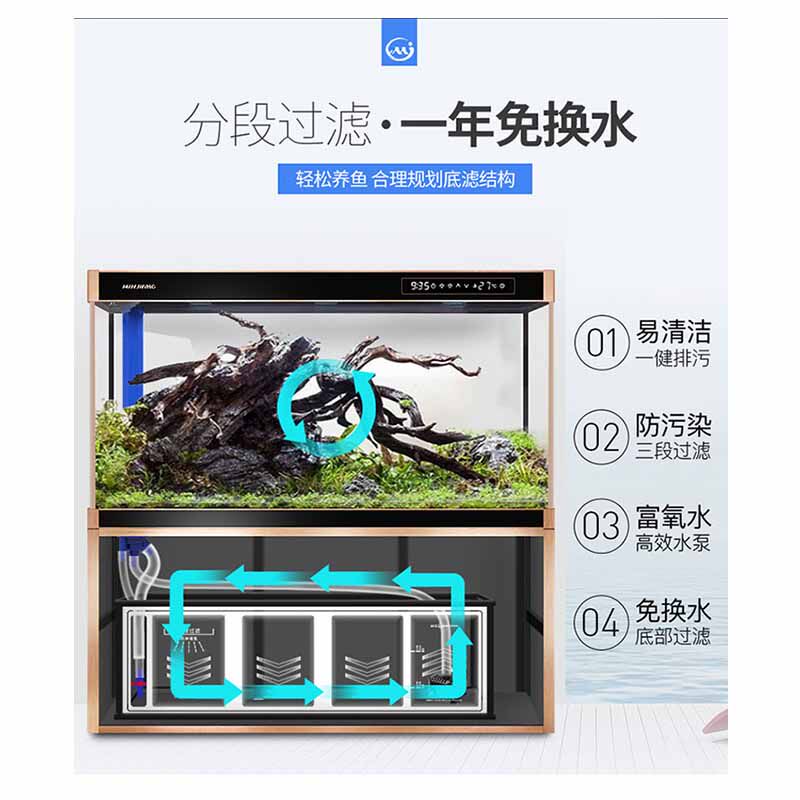 定制闽江鱼缸客厅2025新款生态底滤超白玻璃桌面鱼缸金鱼缸水族箱