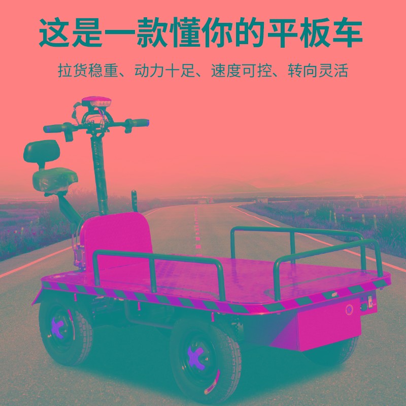 电动推车平板运输车工厂拉货电梯建筑载重养殖手推电瓶四轮车倒骑
