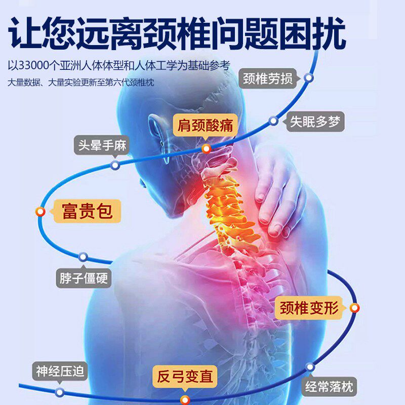 颈椎枕头护颈椎助睡眠颈椎反弓牵引枕头睡觉专用圆柱形水滴乳胶枕