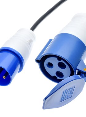 IEC309 16A公头转32A母座2米32A公头转16A母座蓝色工业插头电源线