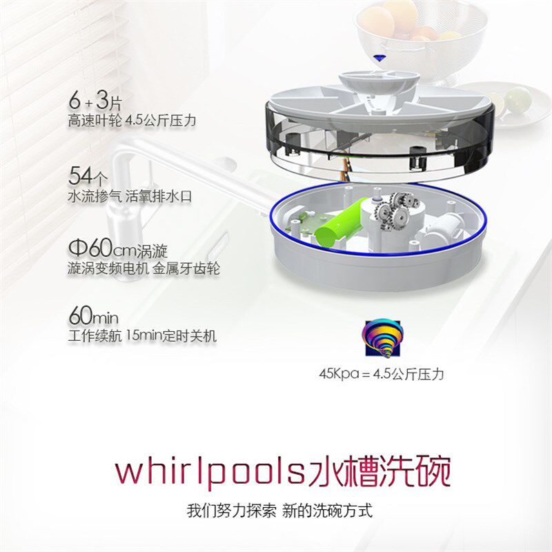 迷你无线充电涡轮洗碗机家用小型水槽超声波水果蔬菜简易清洗机
