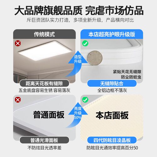 2024年新款全光谱无缝隙客厅灯极简超薄led吸顶灯卧室灯简约现代