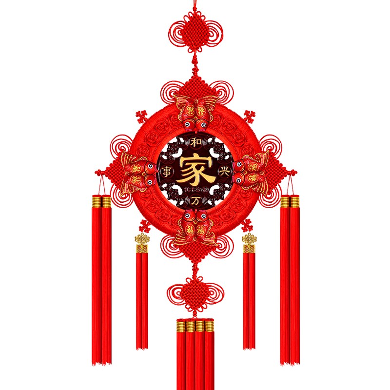 高档桃木中国结挂件客厅大号福家字玄关背景墙入户门新款春节挂饰