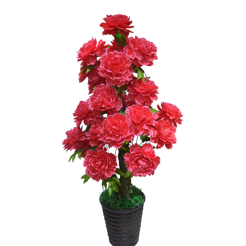 仿真植物装饰牡丹花树大朵假花绢花树摆件客厅落地花艺家居盆景花
