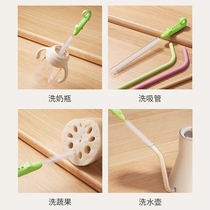 婴儿吸管刷奶嘴刷奶瓶刷宝宝用清洗刷小鳄鱼儿童清洁刷子软毛加长
