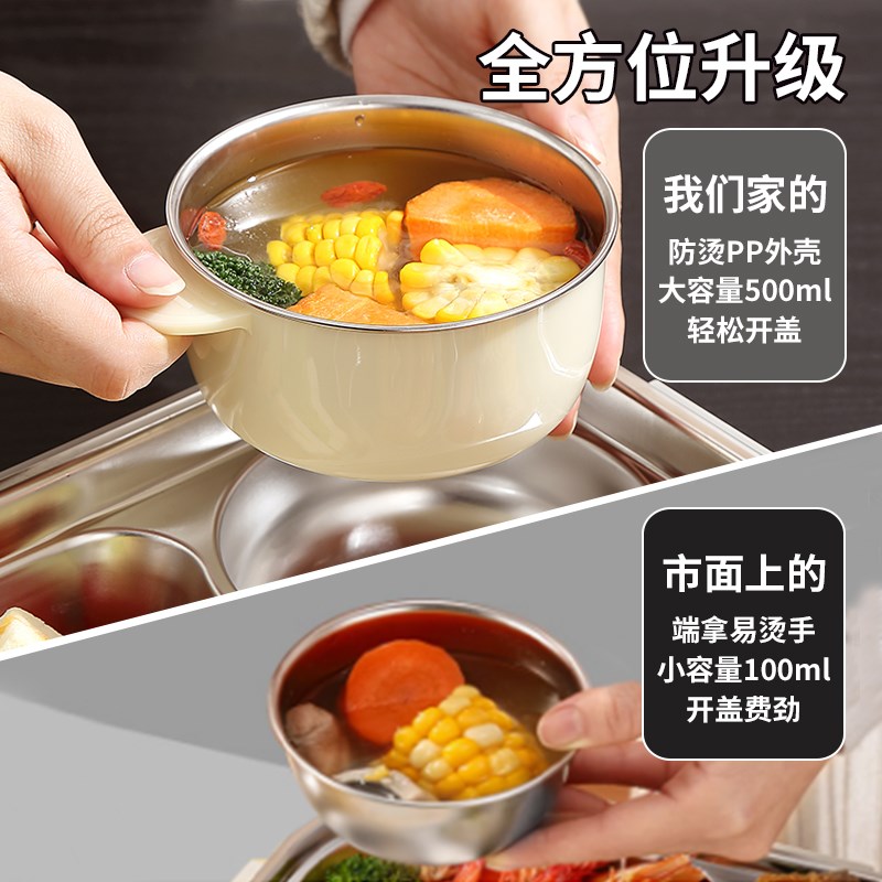 高中生保温饭盒学生专用特大号316L不锈钢便当盒食堂打饭分格餐盘