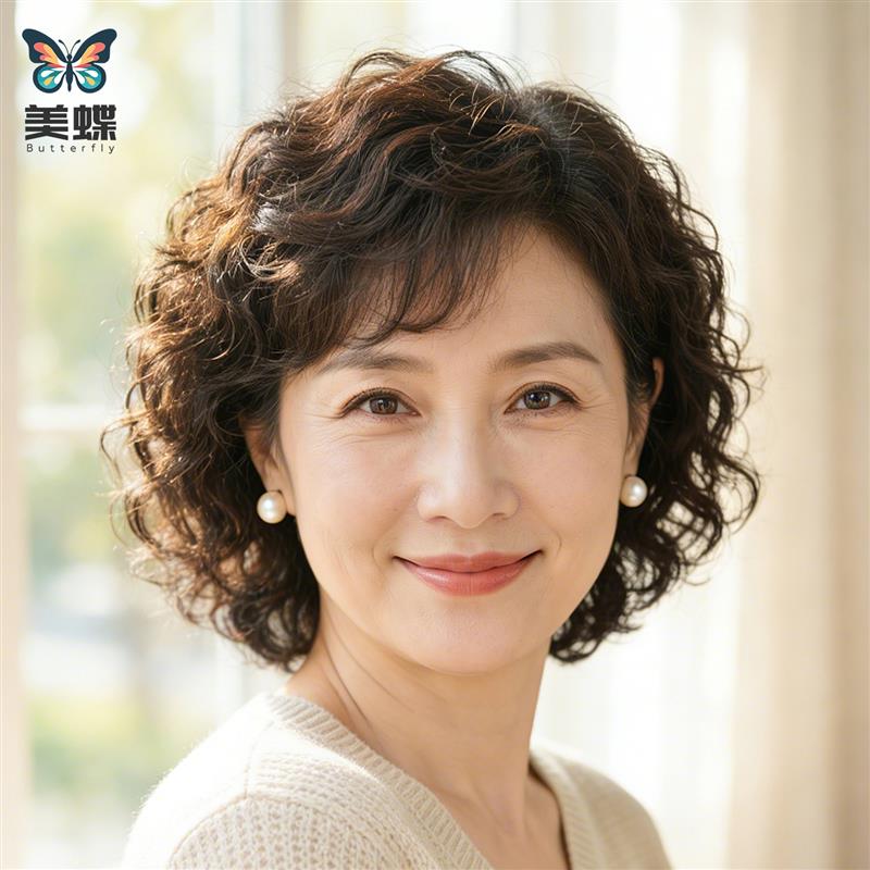 假发女长发永久烫卷发整顶全头套自然发丝中老年妈妈款真发假发套