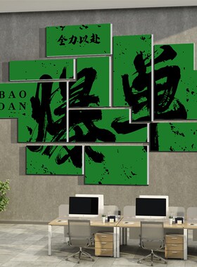 新年办公司室开门红装饰挂画爆单氛围布置企业职场标语文化墙面贴