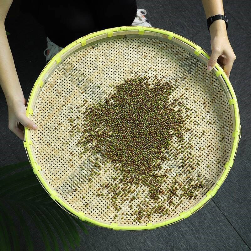 簸箕筛子手编农家编竹萝筐圆形有孔凉晒干货竹筛竹匾米筛结婚装饰