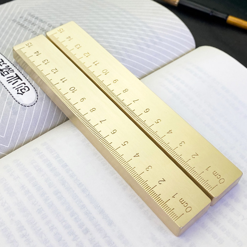 黄铜镇纸刻度实心金属压书毛笔练字压宣纸镇尺创意文房四宝摆件