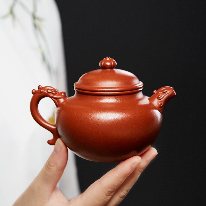 宜兴紫砂壶纯全手工名家正宗龙凤呈祥莲子泡茶壶单壶家用紫沙茶具