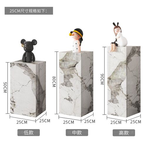 黑色立柱岩板花架轻奢摆件客厅装饰品摆件装饰架展示台底座