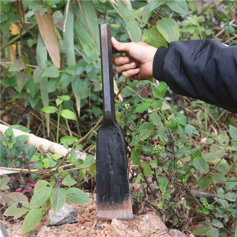 弹簧钢锻打树铲挖洞坑移植尖头铁锹园艺林花撬杠挖硬土长镐直锹