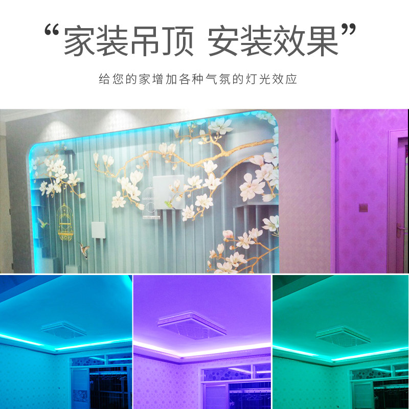 台湾110v灯带led双排七彩 变色 客厅 家用悬吊式天花板装饰户外防