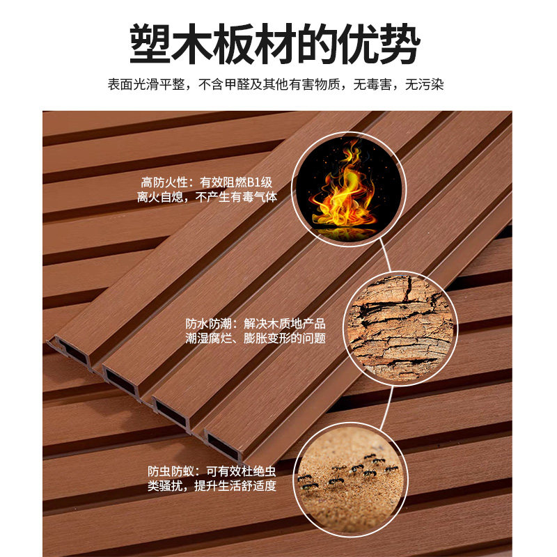 塑木长城板共挤木塑栅栏户外防水围栏免养护花园栏杆隔墙屏风厂家