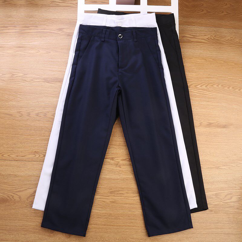 儿童西裤长裤中小学生校服校裤演出黑色白色拉链休闲男童表演礼服
