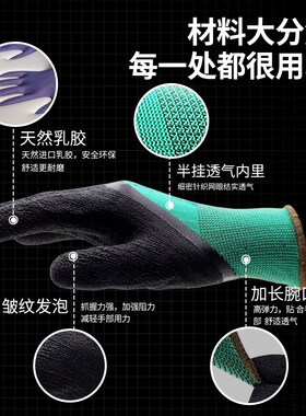 星宇奋斗者FL309发泡手套劳保耐磨工作防滑透气工厂维修工地干活