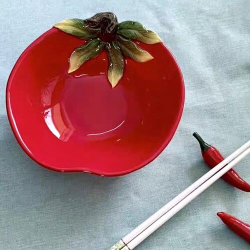 陶瓷西红柿装饰碗小果盘茶几瓜子干果盘简约欧式家用先切水果盘