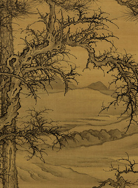 1:1北宋李成寒林平野图微喷复制宋元明清山水画临摹画稿名画打印