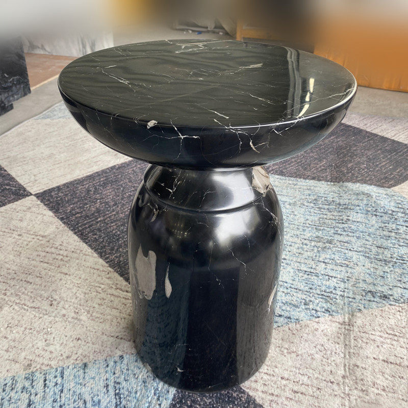 天然大理石家具圆柱形边几茶几角几北欧桌子软装雕塑底座花架订做