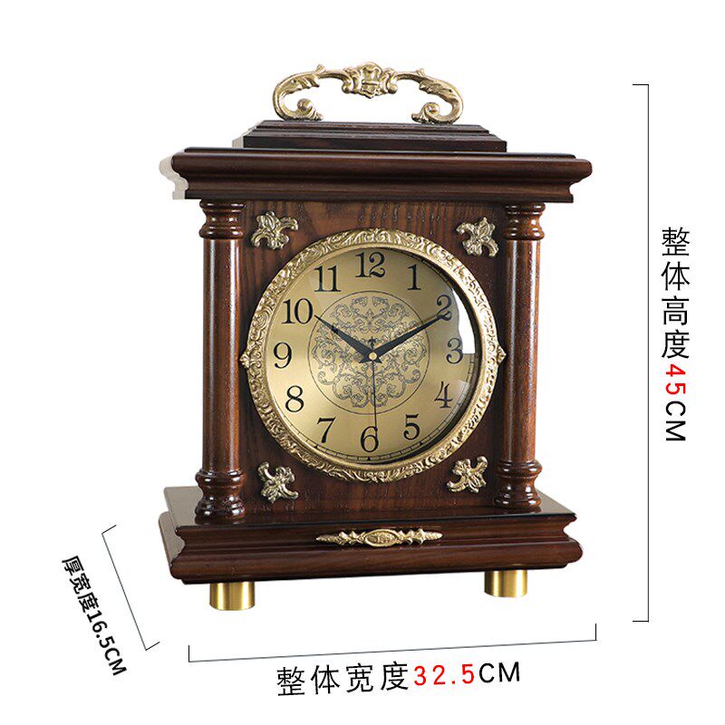 古典轻奢实木座钟家用中式台式钟表客厅复古坐钟桌面静音台钟摆件