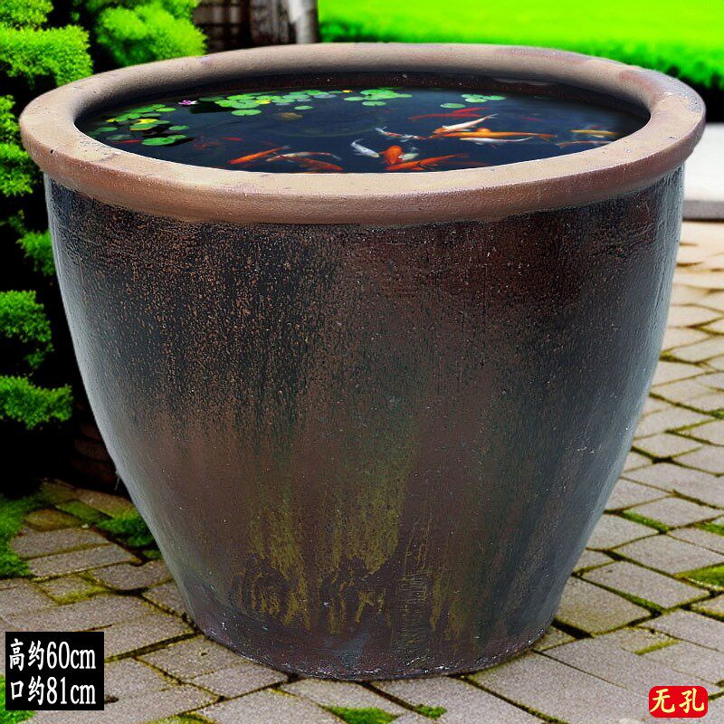 无孔水养马槽花盆金鱼缸造景陶瓷水养流水罐鱼缸睡莲碗莲花盆阳台