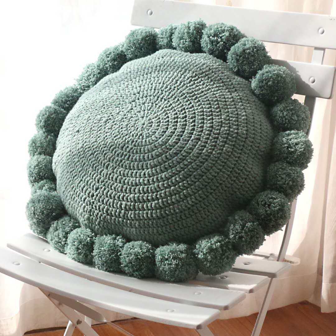 手编汽车家居靠背靠垫钩针织diy手工制作毛球抱枕材料包毛线编织