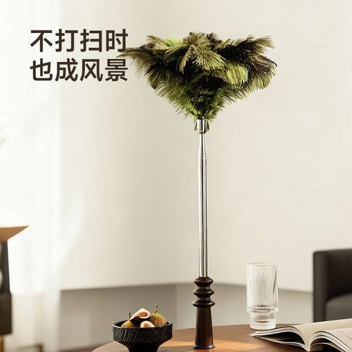 鸡毛掸子除尘扫灰家用可伸缩加长静电鸵鸟毛桌面墙壁缝隙佛尘扫灰