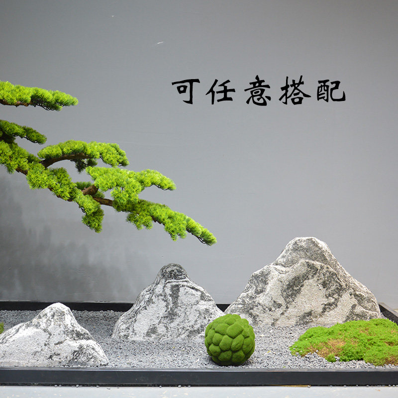 仿真迎客松罗汉松假松树绿植盆景楼梯拐角玄关会所新中式软装摆件
