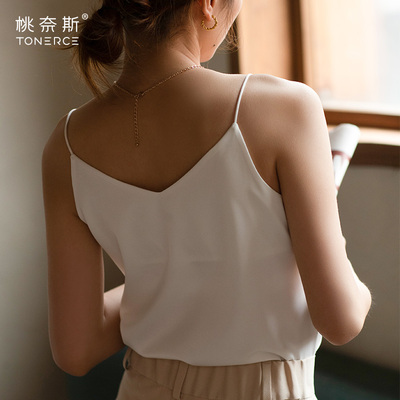 吊带背心女带胸垫文胸一体内搭上衣白色冰丝打底抹胸美背内衣网红