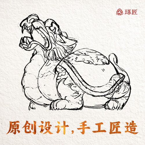 琢匠黄铜霸下摆件国风原创玄武文房镇纸手把件龙龟茶宠桌面装饰品