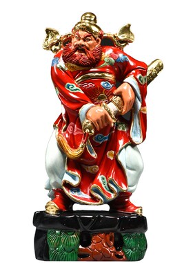 彩绘黑檀木雕天师福神钟馗像摆件实木客厅家居玄关装饰红木工艺品