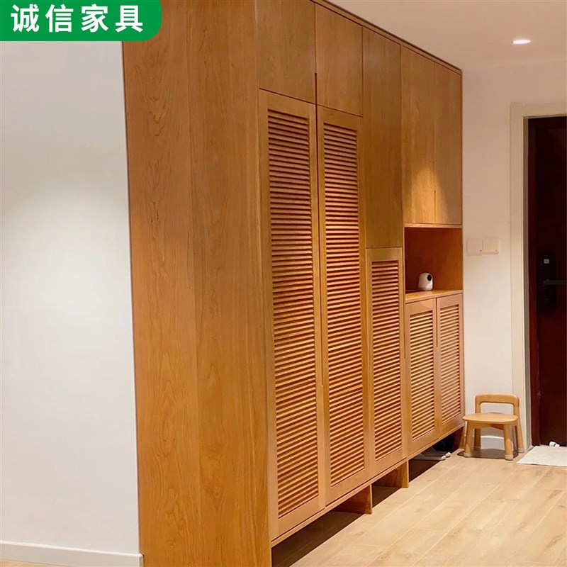实木百叶柜门折叠衣柜门定制透光透气百叶窗格栅门衣帽间门百叶门图片