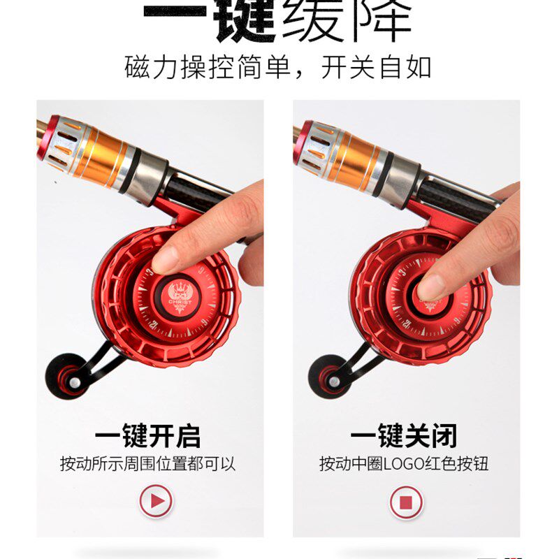 新款磁力缓降筏钓轮全金属冰钓轮船伐杆前打带泄力微铅筏竿轮渔轮
