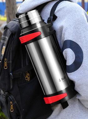 旅行户外车载带把斜跨开车工人保冷杯子热水壶超大容量保温杯运动