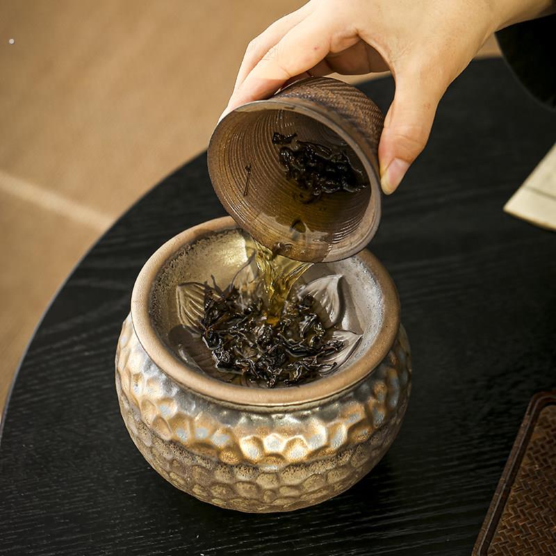 茶海废水缸复古粗陶桌面茶渣缸水盂建水茶洗废水垃圾桶大号带盖子