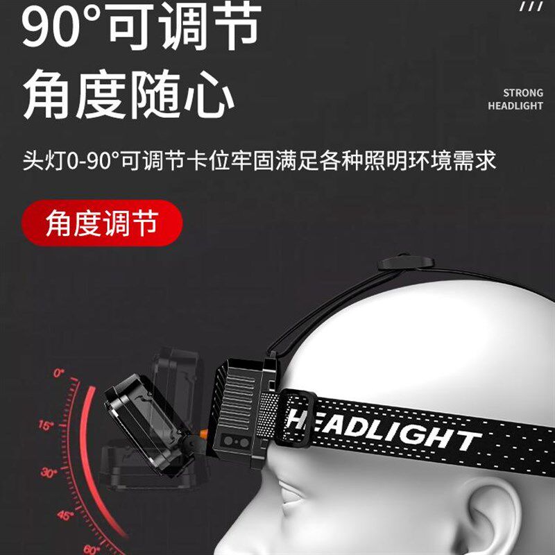 2024新款超大泛光头灯强光充电超亮超长续航100小时钓鱼专用户外