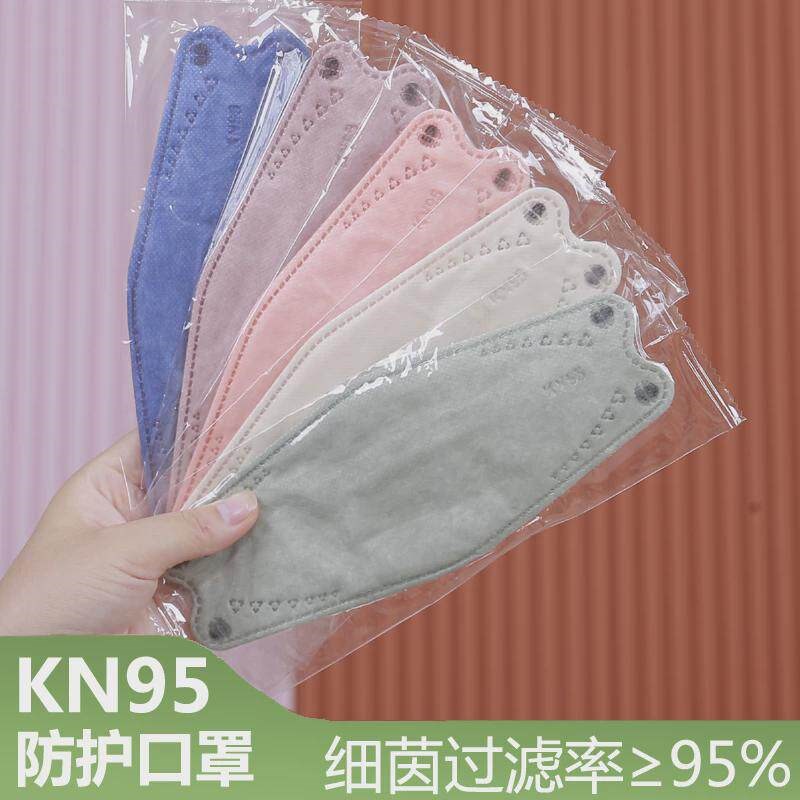 kn95口罩立体3d女高颜值男潮款鱼嘴柳叶型新款四层加厚防尘一次性