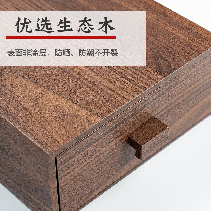 酒店牙具盒抽屉式长方形胡桃木质纹理卫生间一次性洗漱用品收纳盒