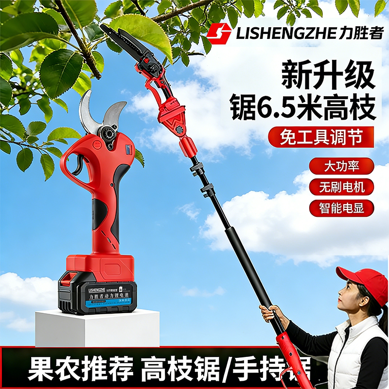 力胜者锂电高枝剪高空加长杆