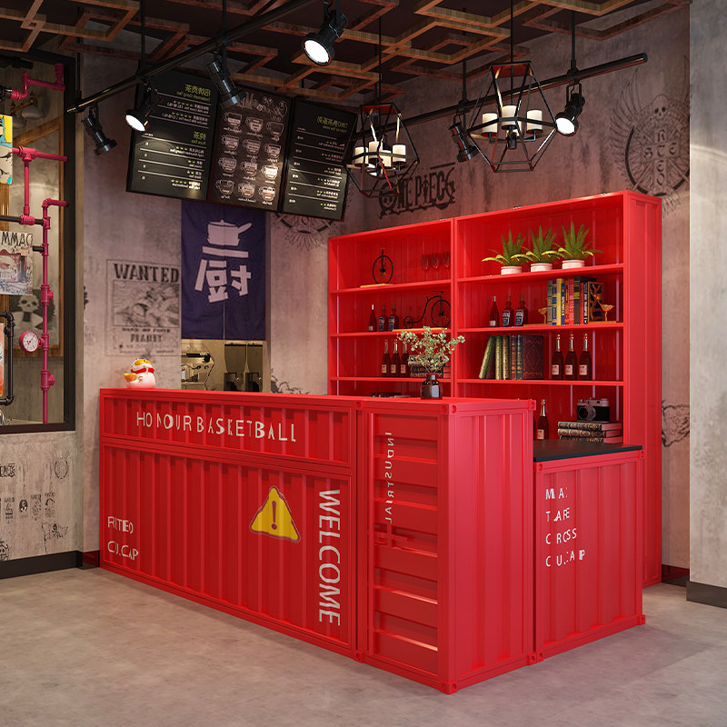 吧台收银柜台酒吧奶茶店工业风集装箱创意烧烤健身房复古前台接待