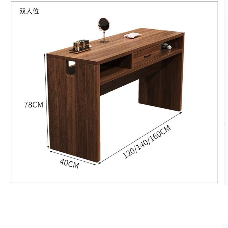 升级夹灯孔复古美甲桌现代简约单双人美甲工作台抽屉收纳双层包邮