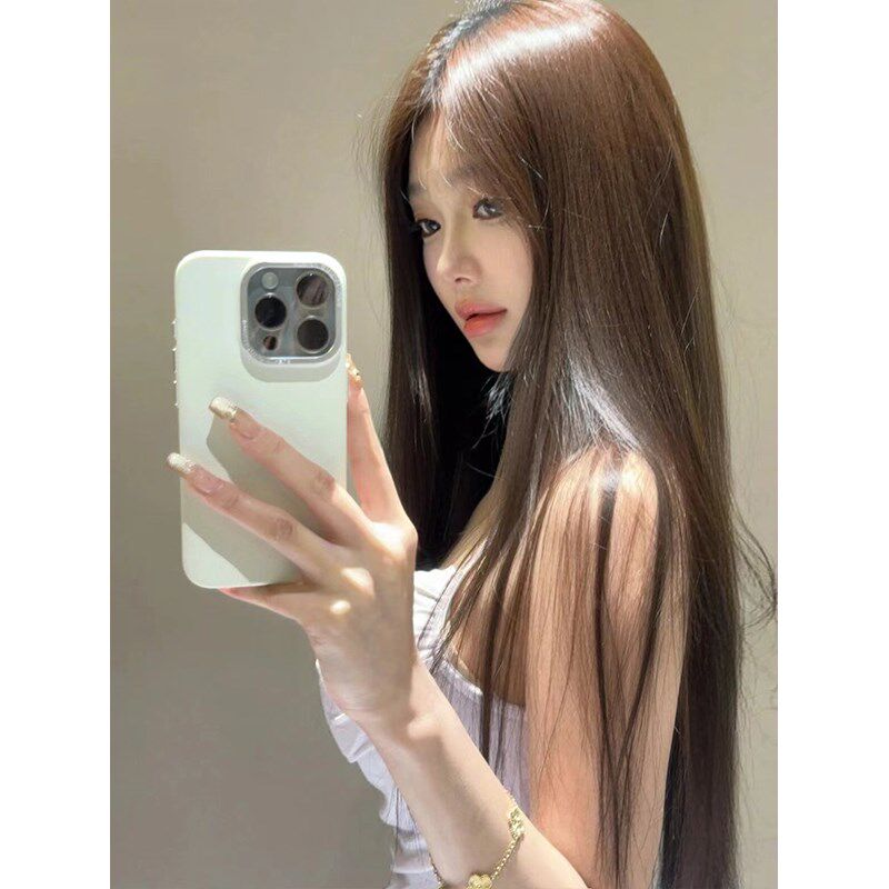 假发女长发中分八字刘海长直发自然仿全真人发jk时尚新款全头套式