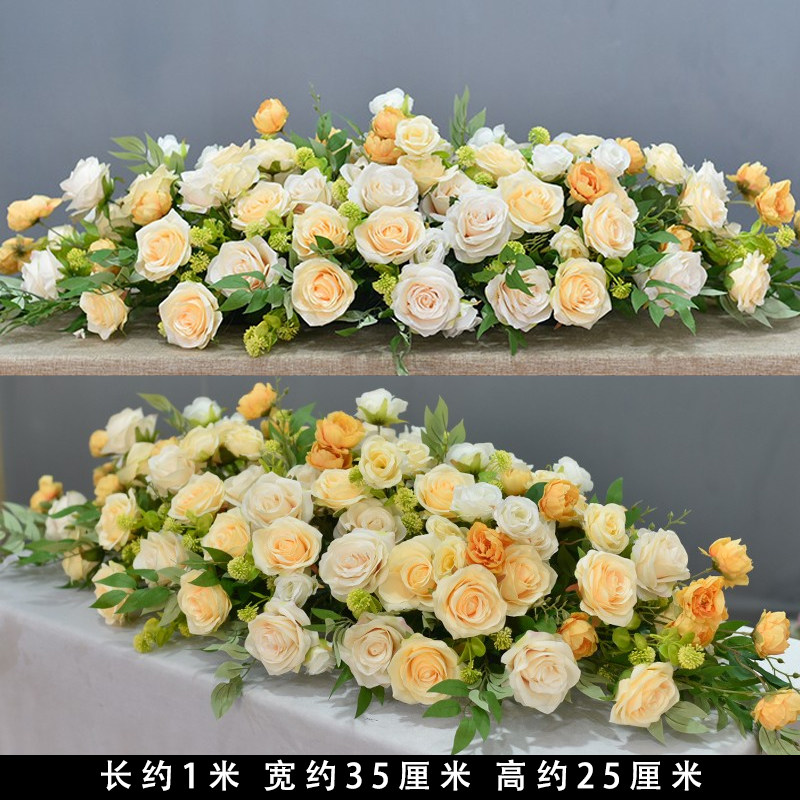 假花仿真花高档长形大型会议桌花商务台花办公会议室桌面装饰摆件