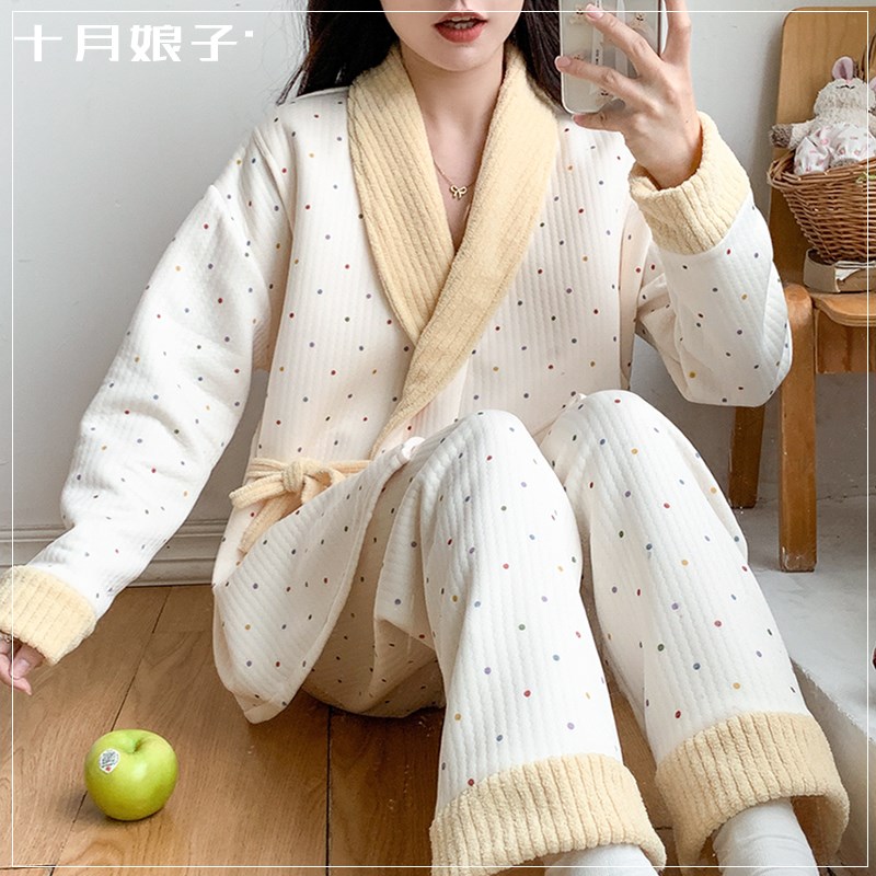 空气棉月子服春秋冬季款产后加厚10月份11哺乳孕妇睡衣家居服套装