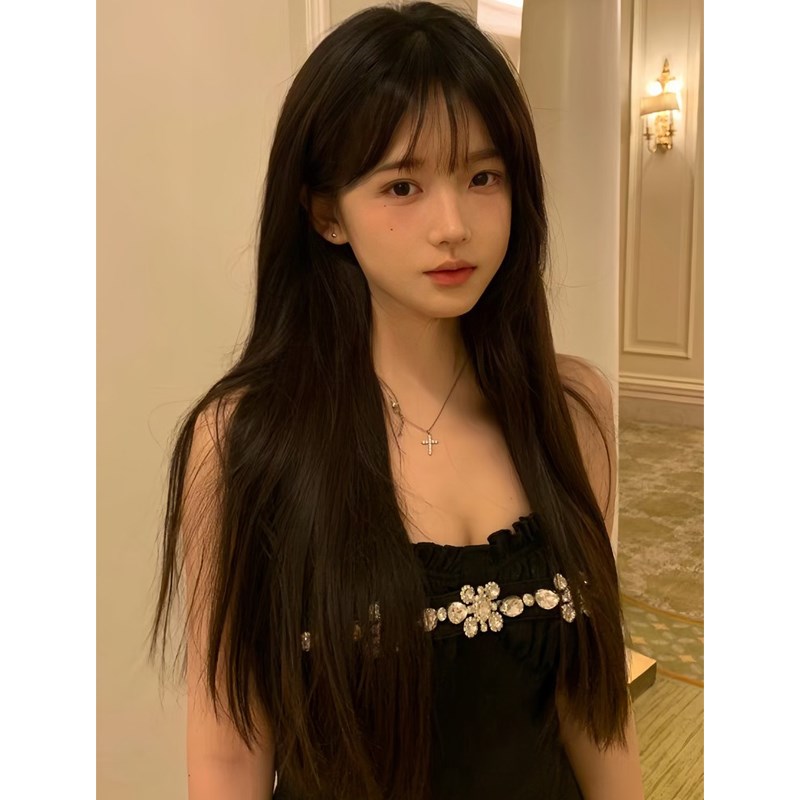 假发女长发黑长直自然光头可用空气刘海lolita甜美全头逼真长直发