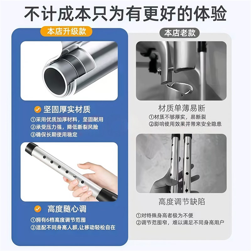 老人助行器可调节高度折叠轻便防摔辅助行走器康复训练拐杖