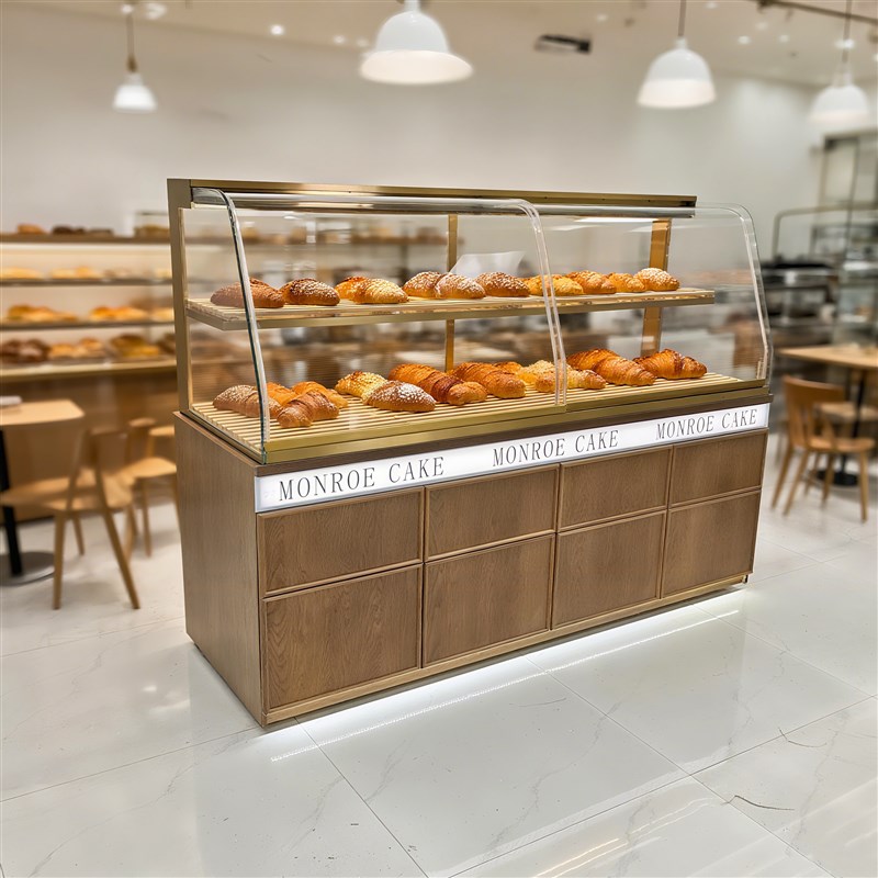 面包柜展示柜面包中岛柜弧形玻璃面包店商用烘培边柜摆台展示柜子